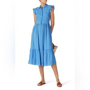 Draper James Blue Gingham Midi Dress Size 4